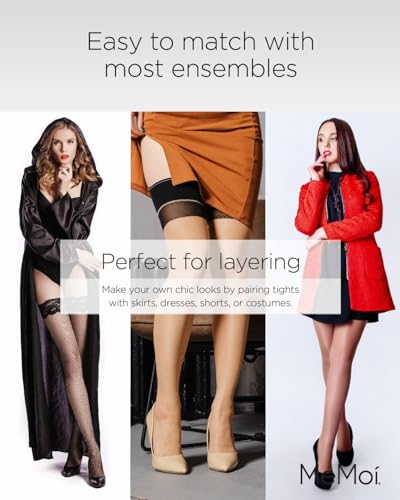 Image of MeMoi Women's Crystal Sheer Lace Top Thigh High Stockings