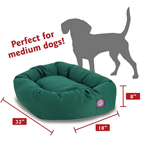 Image of Majestic Pet 32 Inch Bagel Calming Dog Bed Washablee - Cozy Soft Round Dog Bed with Spine Support for Dogs to Rest their Head - Fluffy Donut Dog Bed 32x23x7 (Inch) - Round Pet Bed bed Small - Green