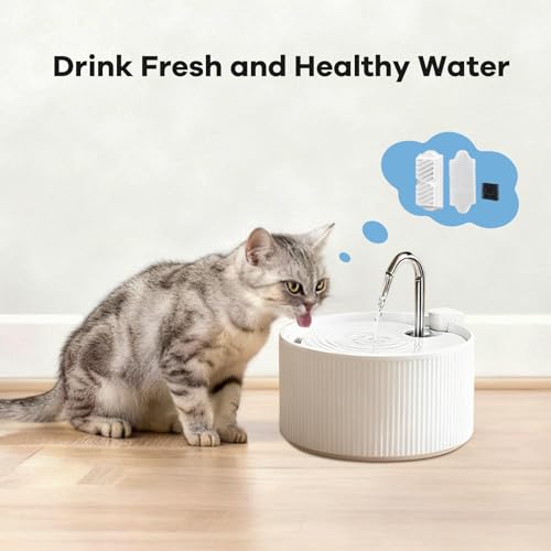 Image of (18 Pack) 6 Sets Ceramic Cat Water Fountain Replacement Filters, Pet Fountain Replacement Filters for 2.2L /74OZ Ceramic Fountain(White)