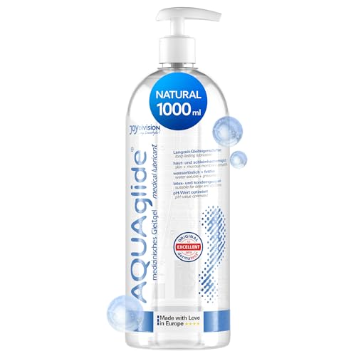 JOYDIVISION Original AQUAglide 1000 ml Gleitgel Natural, Kristallklares & Veganes Gleitmittel, Ph-optimiert und Latex- Kondom -Kompatibel
