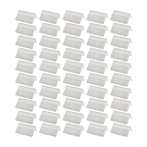 Besttoolifes - Besttoolifes Lot de 50 porte-cartes en acrylique transparent pour petite étiquette de bureau, porte-étiquette de prix, chevalet de table, panneau H (50 pièces)