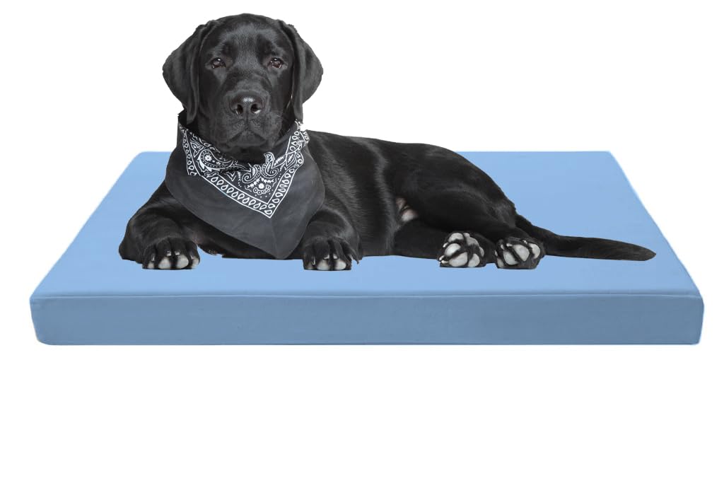 A ATH COLLECTION Waterproof Dog Bed Cushion Orthopaedic Pet Bed and Mattress Indoor Outdoor with Washable & Removable Zipped Cover Gifts for Dog (Large (108 x 72 x 5cm), Blue)