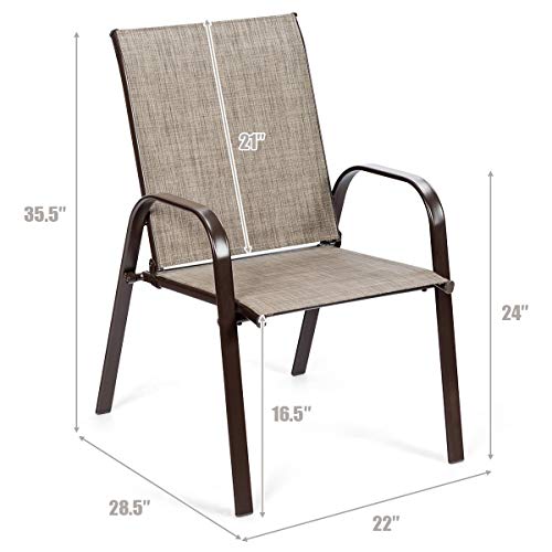 Image of Giantex 2 Piece Patio Chairs, Outdoor Camping Chairs with Breathable Fabric, Set of 2 Garden Chairs with Armrest High Backrest for Garden Patio Pool Beach Yard Space Saving (1, Grey)