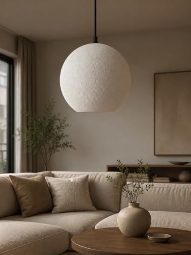 Image of Astra Sphere Pendant Ceiling Lamp | Modern Textured Globe Hanging Light | Minimalist Globe Pendant Light for Living Room, Dining Area & Bedroom