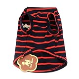 ZUNEA Gestreiftes Sommer-T-Shirt für Kleine Hunde Katzen Welpen Weiche Baumwolle Basic Tank-Top Chihuahua Weste Kleidung Atmungsaktiv Hunde-Sweatshirts für Haustiere Strandkleidung Camp-Shirt Rot XXL