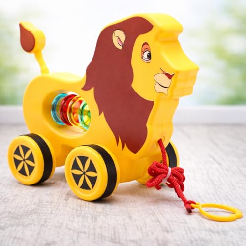 Image of Storio Pull Along Toy for Toddlers -Lion | Cute & Colorful Baby Pull Toy with Attractive Design | Developmental Learning for 1+ Year Old Boys & Girls | Durable, Safe & Non-Toxic