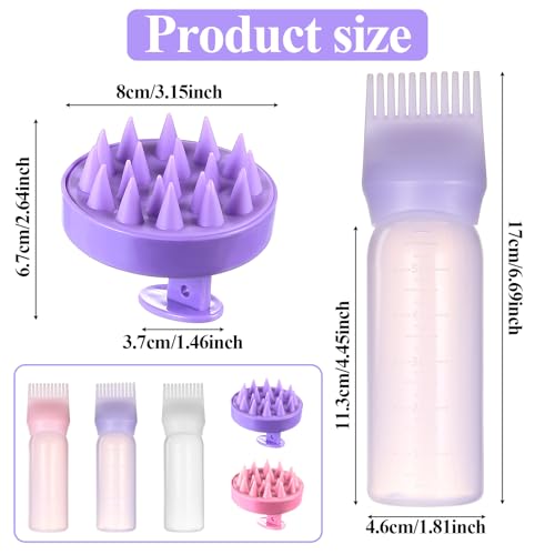 Okeno Select 5Stk Haaröl Applikator Flasche Kopfmassage Bürste,Hair Oil Applicator Bottle, Haarfärbebürste Flaschen, Aplikatorfläschchen für öl Haare Hair Oiling Applicators