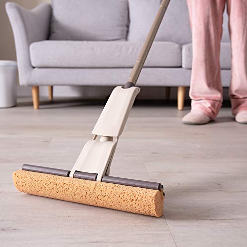 Eyliden Sponge Mop For Floor Cleaning With 2Pcs Absorbent Sponge Hands Free Wash Roller Mops For Kitchen Bathroom Office Hardwood Laminate Tile Marble Ceramic Floors #TOP3