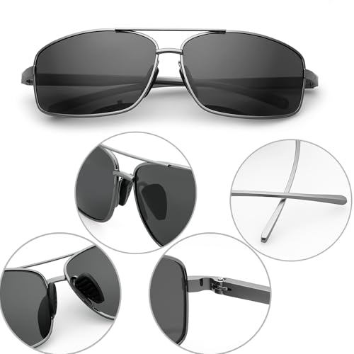 Polarized Rectangle Sunglasses for Men Women UV400 Protection Adjustable Rectangular Driving Glasses Ultra Lightweight2