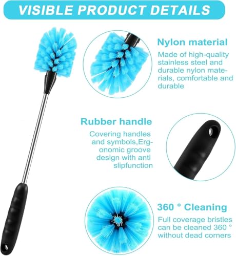Image of KBZONE 3Pcs Bottle Cleaner Brush Set, 15 inch Long Handle Washing Baby Bottle Cleaning Brushes for Narrow Neck Water Bottles Tumblers Straws Coffee Mugs Sport Bottles Flasks and Thermos Lid Cup Brush