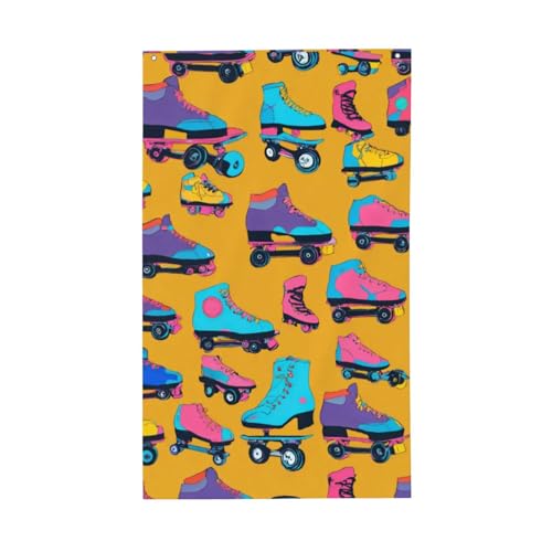 Bunte Rollschuh-Flagge, Gartenflagge für draußen, alle Jahreszeiten, dekorative Flagge, moderne Heimflagge