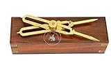 Title: Aasiya Nautical Solid Brass Proportional Divider Marine Navigation Compass with Elegant Wooden Box