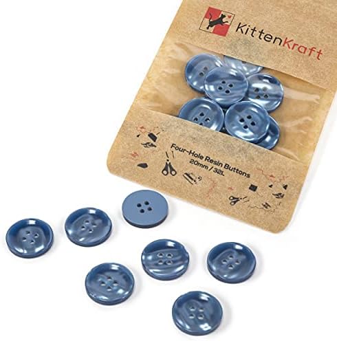 Kitten Kraft 20mm Buttons (4/5 inch, 32L) 10 or 20 Pcs Round Large 4-Hole Resin, 20 Colours, Haberdashery for Crafting, Sewing, Replacement, Knitting Handmade Baby Cardigans (Sweet Pink, 10 Buttons)