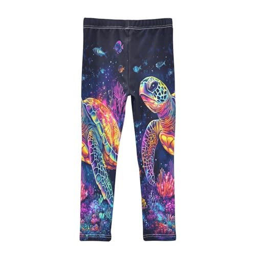 Sea Turtle Ccoral Reef and Fish Girls Casual Leggings for Kids Printed Long Pant Bottoms Stretch and Soft2