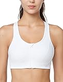 イベット 揺れない スポーツブラ 前開き フィットネス ランニング用ブラ 吸汗速乾 しっかりサポート レディース ホワイト S
