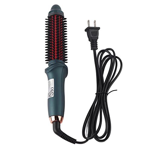 Estink Curling Brush, Curling Iron Smart Curling Brush Curly Hair Dual Purpose Green Portable Thermostatic Electric Hair Brush US Plug 110V Straight Curly Hair Dual Purpose Green 2 in 1 C