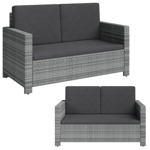 STEELSØN Gartenbank Elnath aus Polyrattan, Gartensofa für 2 Personen,…