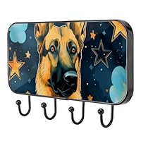 etoenbrc Comic Star Sheepdog Coat Hooks Wall Mounted,4 Iron Coat Hanger Hooks for Hanging Coats, Decorative Coat Racks for Wall Heavy Duty for Clothes Bag Key
