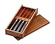RÖSLE Steakmesser-Set 4-tlg., Hochwertige Steakmesser mit scharf geschliffener Klinge aus Klingenspezialstahl, POM, inkl. praktischer Holzbox, Schwarz, 4 x 25.2 x 11 cm , 4 Stück (1er Pack)