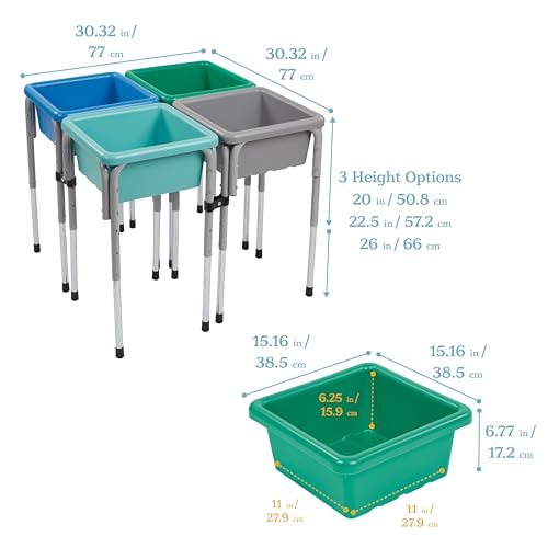 Image of ECR4Kids 4-Station Sand and Water Adjustable Play Table, Sensory Bins, Contemporary