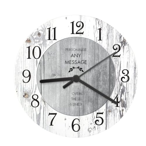 Image of CalEli Gifts Personalised Any Message Shabby Chic Large Wooden Clock. A Lovely, Unique Gift For Any Occasion - New Home, Birthday, Engagement, Anniversary, Wedding etc
