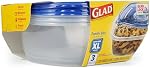 Glad GladWare XL Square Food Storage Containers with Lock Tight Lids, BPA-Free Family Size Plastic Containers for Leftovers, Meal Prep, and Freezer Storage, Dishwasher Safe, 104 Oz, 3 Count
