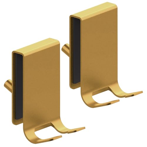 Cimown Crochet de Douche Pour Serviette,Lot de 2 Crochets Combinés Pour Serviettes,Crochets de Suspension Pour Serviettes Sans Perçag,Support de Rasoir (Avec Mousse Antidérapante) (Or)