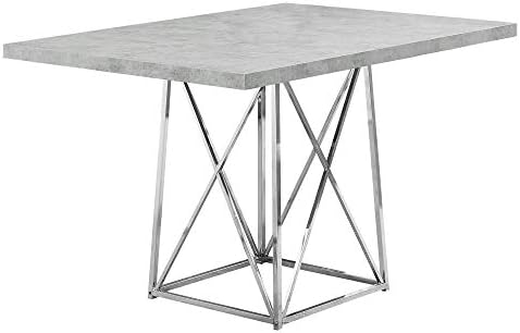 Monarch Specialties I Dining Table Metal Base, 36" x 48", Grey Cement/Chrome