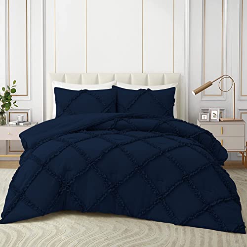 1 Piece Diamond Ruffle Comforter 100% Egyptian Cotton 800 Thread Count Premium Hotal Quality 400GSM, Oversized Super King (120