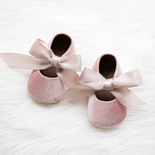 Ohsofy Infant Baby Girls Mary Jane Flats Soft Sole Non-Slip Bow Knot Princess Wedding Dress Shoes Toddler Crib Shoes #TOP4