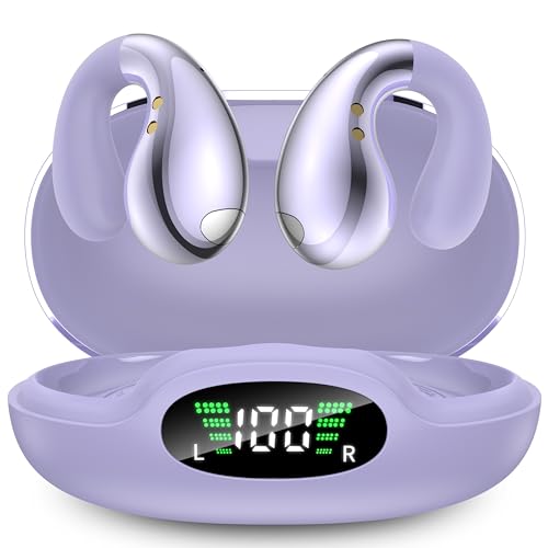 Xoruezls Ultra Open-Ear Earbuds – Ergonomic Clip-On Bluetooth Headphones with Lightweight Open-Ear Design, Waterproof Sports Earbuds for Running, Workout & Fitness, Crystal Purple by Xoruezls - Used condition - US$17.10