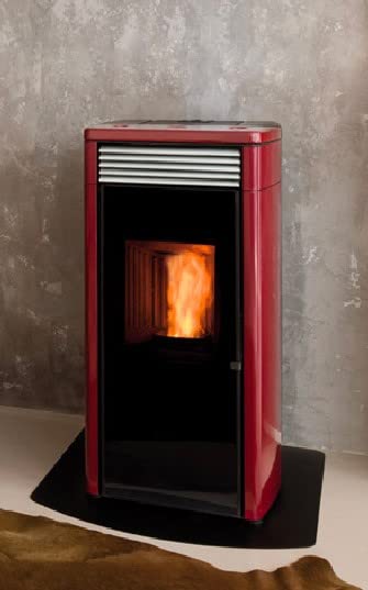 Top in maiolica TERMOSTUFA A PELLET RAVELLI MODELLO HRV 120 PLUS IDRO VENTILATA BORDEAUX