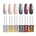 Modelones Gel Nail Polish Set - Charming Dots Glitter Nude Grey Pink Color Collection 6 PCS 10 ML Soak Off Required Base Top Coat UV LED Gel Polish With Gift Box