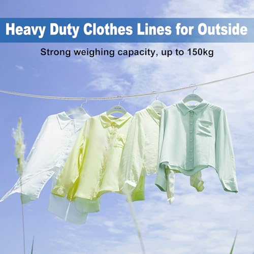 30m Wäscheleine Extra Stark mit Stahlkern – Reißfeste und Rostfreie Outdoor Wäscheleine, Belastbar bis 150kg, Ideal für Draußen, Garten, Camping und als Reisewäscheleine.