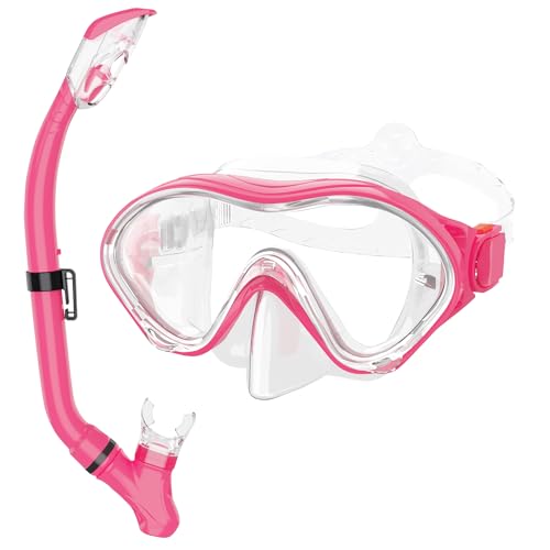 HH HHAO SPORTキッズシュノーケリングシュノーケルセットシュノーケリングセット 2点セット シュノーケルマスク ドライスノーケル 強化ガラス 着脱簡単 収納バッグ付き 初心者向け 男女兼用 4-15歳の画像