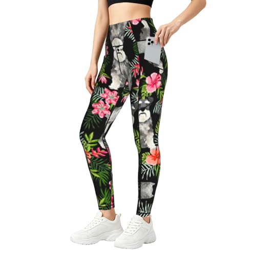 Leggings Schnauzer para mujer con bolsillos conjunto de fitness