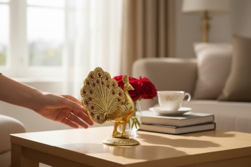 Image of KridayKraft Peacock Metal Statue Idol Decorative Showpiece Feng Shui As Table Top Figurine for Living Room Bedroom Home Office Decor for Decoration & Gifting Purpose