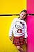 Hello Kitty Big Girls Fleece Sweatshirt and Skirt Plaid White/Red 10-12