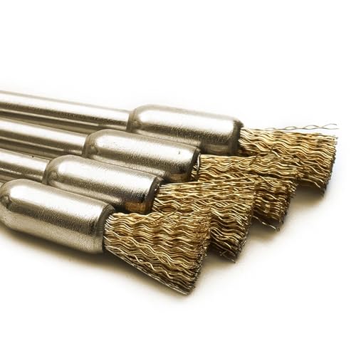 Image of 20PCS Brass Wire Brushes,Small Cleaning End Brushes Pen 1 /8″ x 1 /5″(3X5mm) Removes Burrs, Dust, and Oxide Layer, Metal Rust Removal, Cleaning, and Polishing Rotary Tools