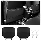 NHHC 2PCS Leather Kick Mats Back Seat Protector,Storable Car Seat Kick Mats Keeps Car Interior Tidy,Universal Car Back Seat Organizer Car Accessories Fits Cars,SUVs,Trucks (Black)