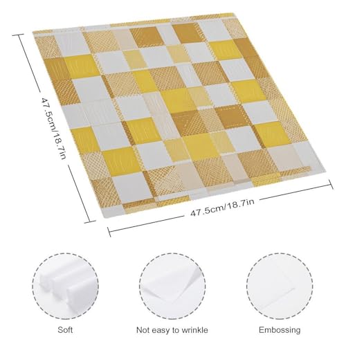 Servilletas de Tela Cuadradas Blancas y Amarillas Pack 4 miniatura 2