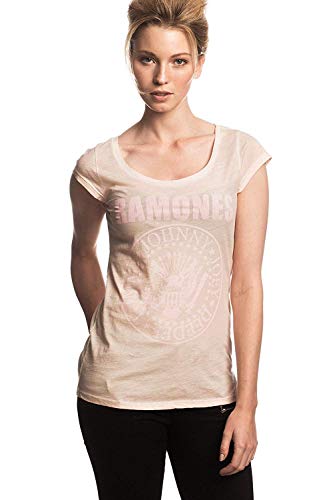 RAMONES - Rosa sello - Camiseta Oficial Mujer - Rosa, X-Small