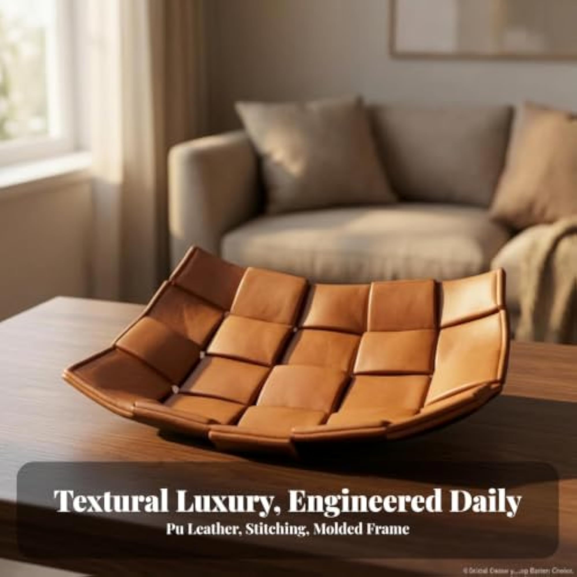 Decorative Leather Tray with Interwoven Design