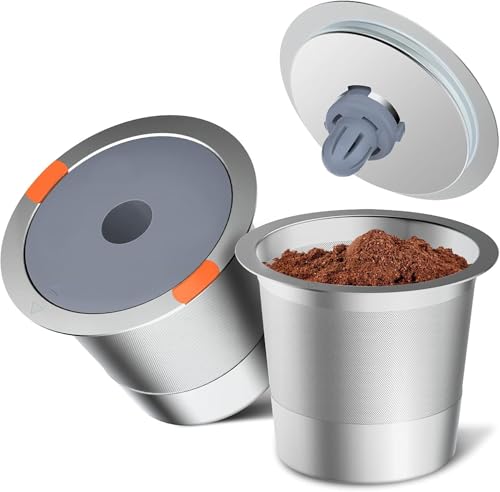 Image of Reusable K Cups for Keurig,Stainless Steel Refillable Coffee Pods Metal K Cup Reusable Coffee Filter for K-Express K-Mini Keurig 1.0&2.0, BPA Free Permanent Coffee Filter(2 Kcups &100 paper filter)