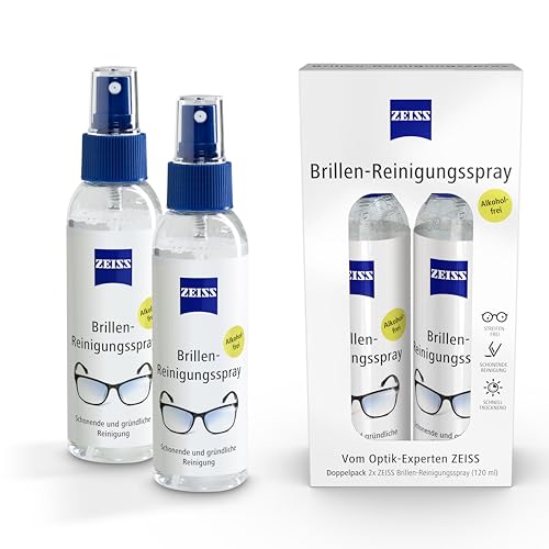 ZEISS Brillen-Reinigungs-Spray Doppelpack mit 2x 120ml Inhalt zur schonenden & gründlichen Reinigung Ihrer Brillengläser - alkoholfrei