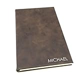 Personalized Journal Permanently Engraved Name 5 1/4" x 8 1/4" in Rustic Brown, Tan, Grey, Black, Pi