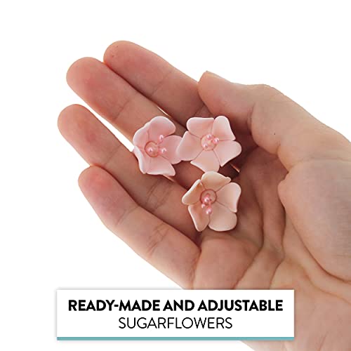 Global Sugar Art Blossom Sugar Cake Flowers With Pearl Stamens, Pink Unwired, 24 Count By Chef Alan Tetreault #TOP2