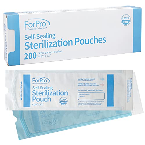 Bolsas de esterilización autoselladas con indicador de color amarillo, 4.25" x 12"