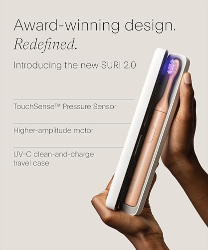 Image of SURI 2.0 New Sonic Electric Toothbrush with Pressure Sensor & UV-Cleaning Travel Case | 1 Month+ Battery | Electric Toothbrush for Adults | Travel Toothbrushes | Tooth Brush | Pink