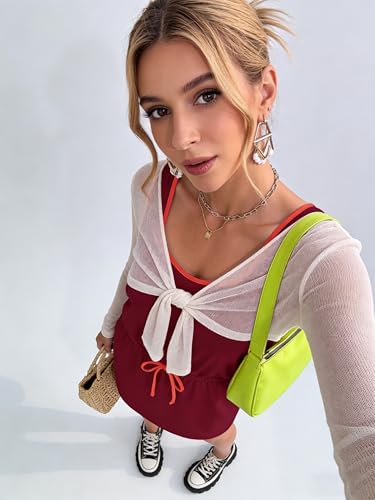 Image of AUSELILY Summer Dresses for Women Casual Sleeveless Drawstring Mini Dress | Sundress with drawstring waist & pockets. Casual beach cover up for summer vacation, pool and daily wear